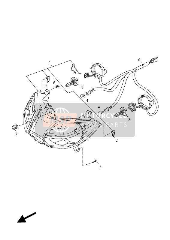 Yamaha YP250R X-MAX 2012 Koplamp voor een 2012 Yamaha YP250R X-MAX